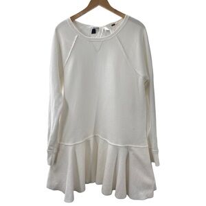 Free People Ivory Sweatshirt Peplum Fleece Dress with Pockets Size Large